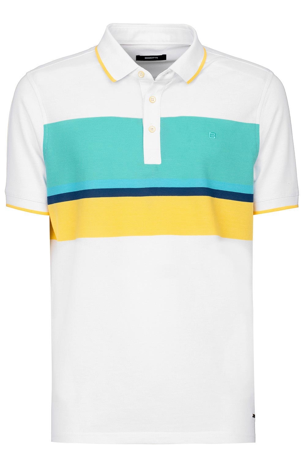 Tricou polo regular alb cu dungi 1