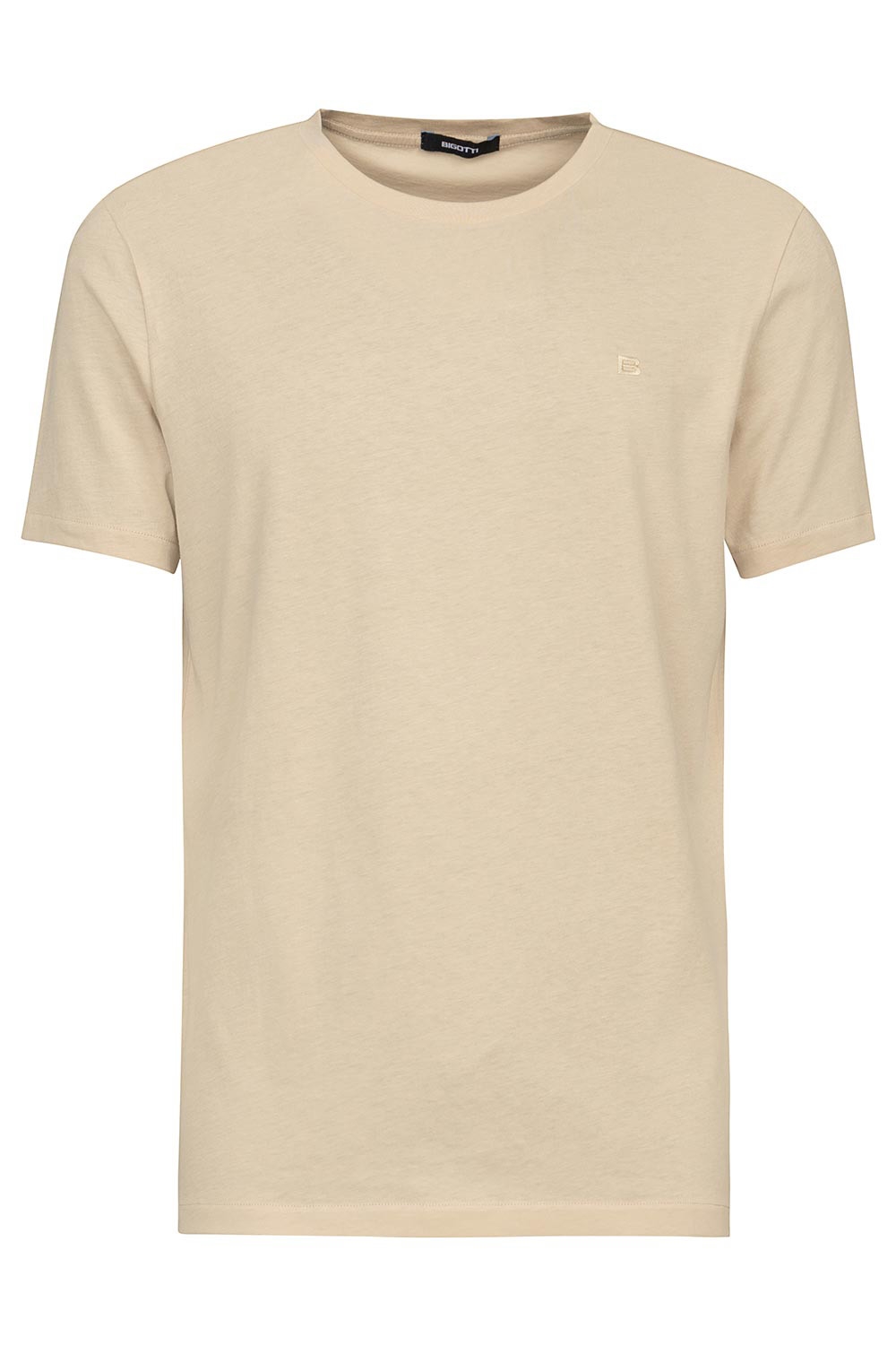 Tricou slim bej uni guler rotund 1