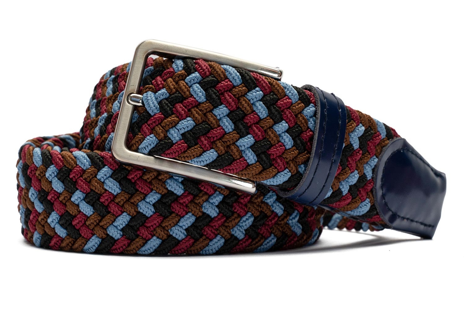 Belt multi-colored textil elastic,piele 0