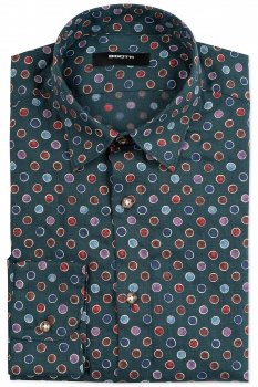 Camasa din in shaped albastra print geometric
