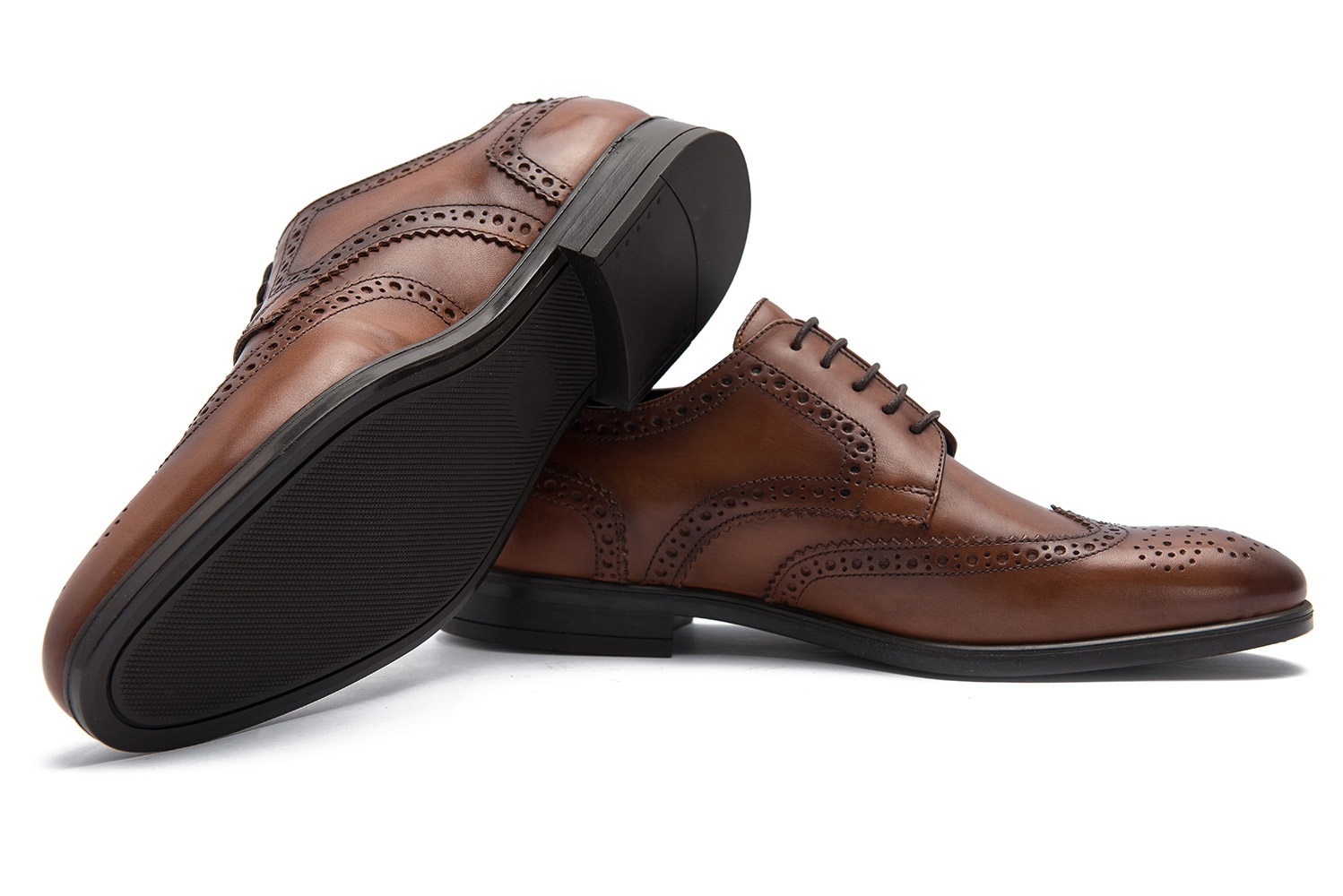 Brown genuine leather shoes 1