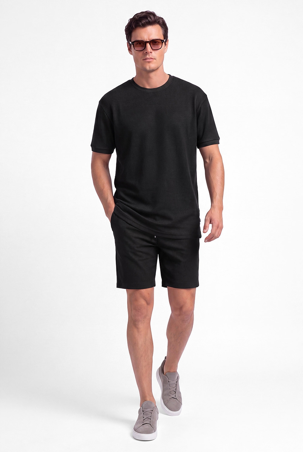 Pantaloni scurti oversize negri uni 0