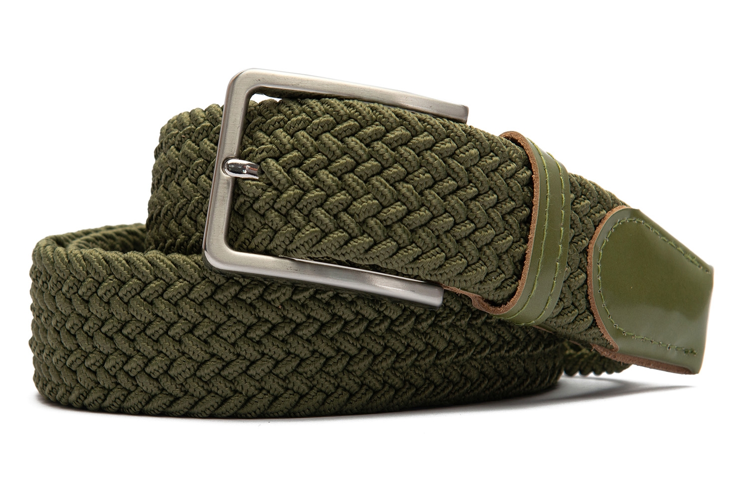 Belt green textil elastic,piele 0