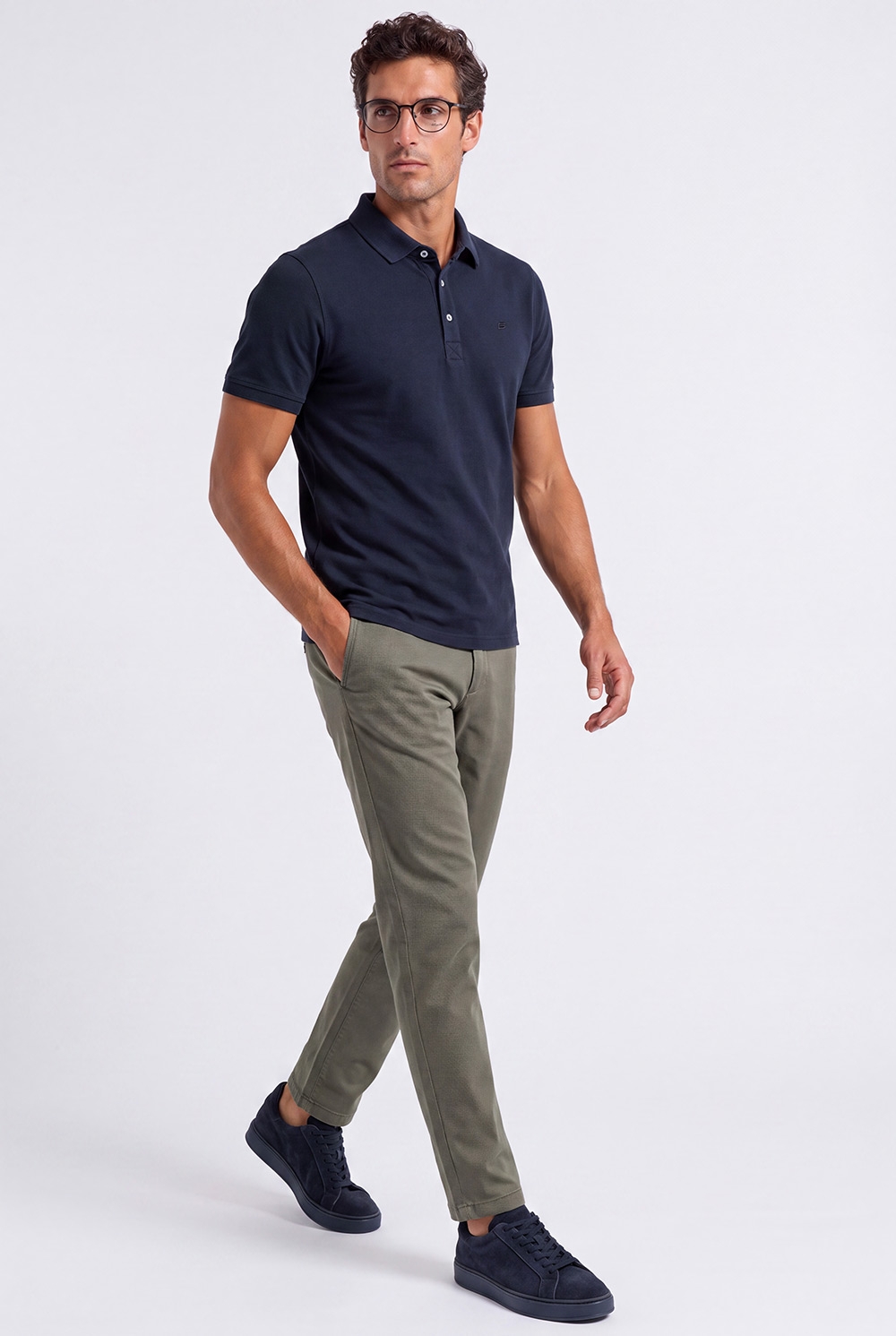 Tricou polo slim bleumarin uni 3