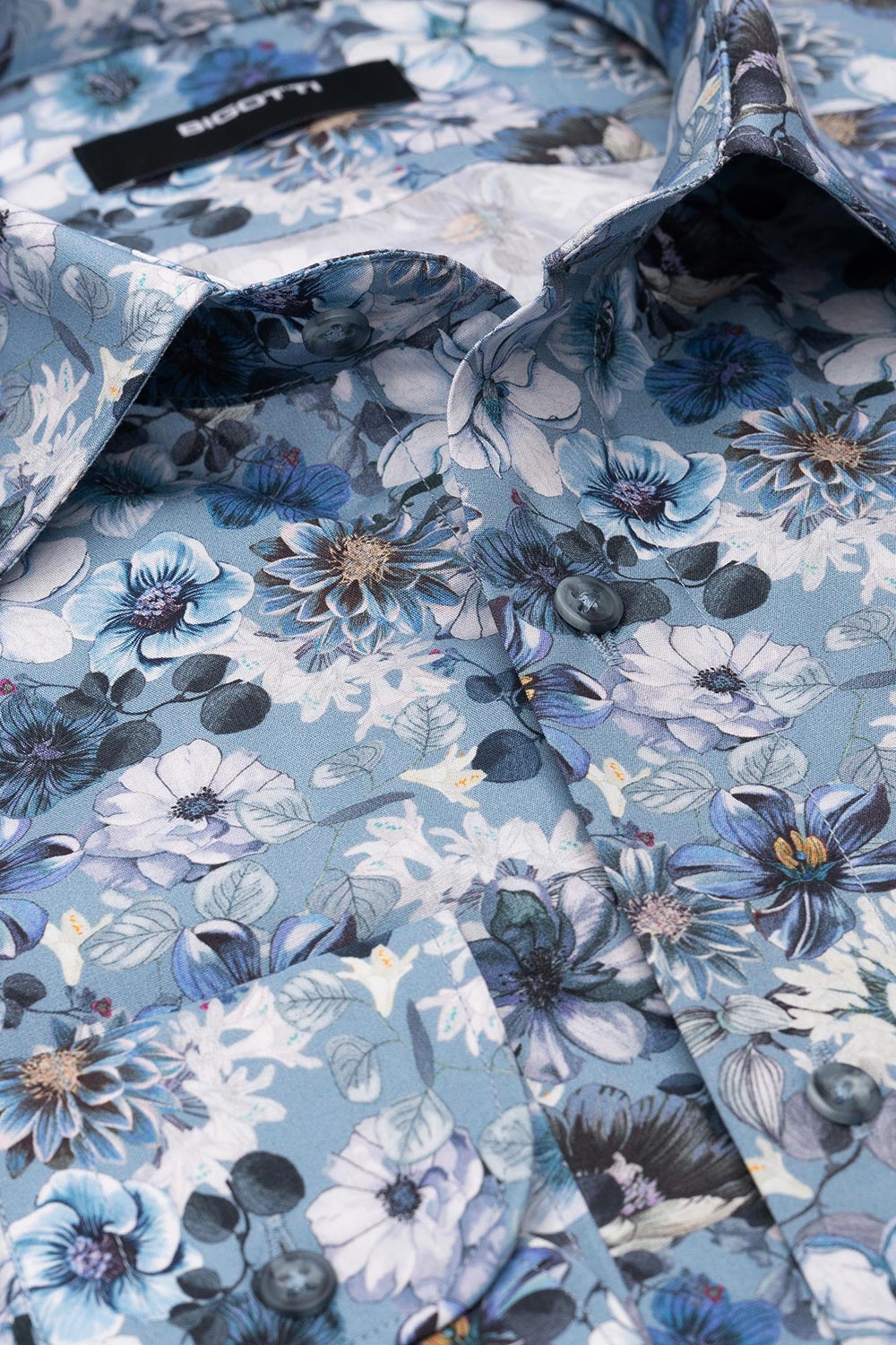 Shaped light blue floral shirt 1