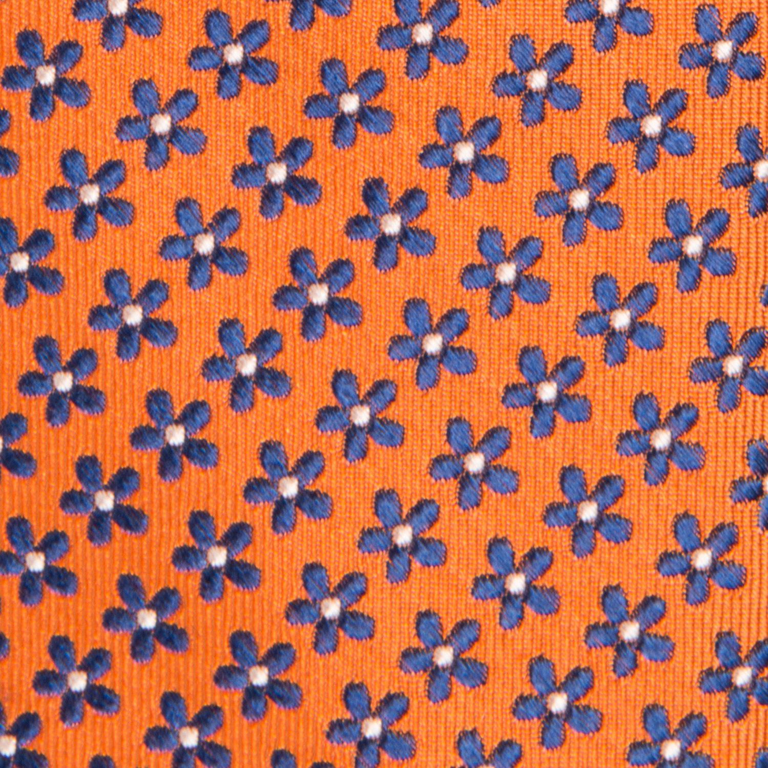 Cravata matase tesuta portocalie print floral 1