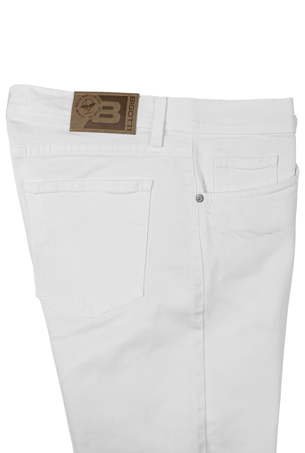 Pantaloni  slim albi uni 2