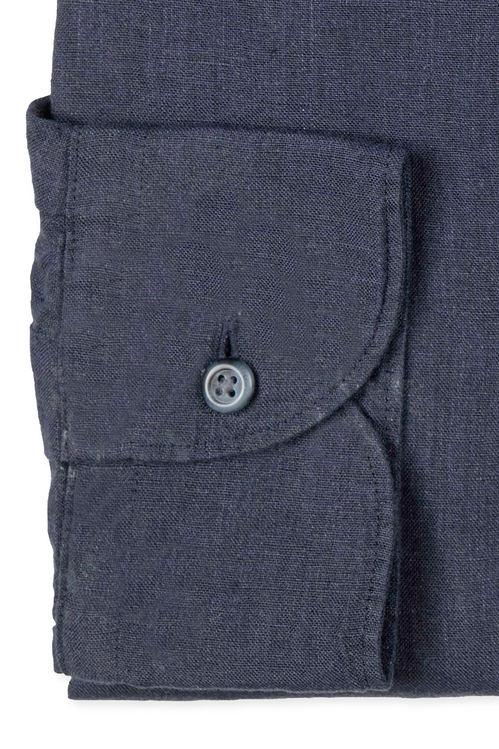 Camasa din in slim bleumarin uni 2