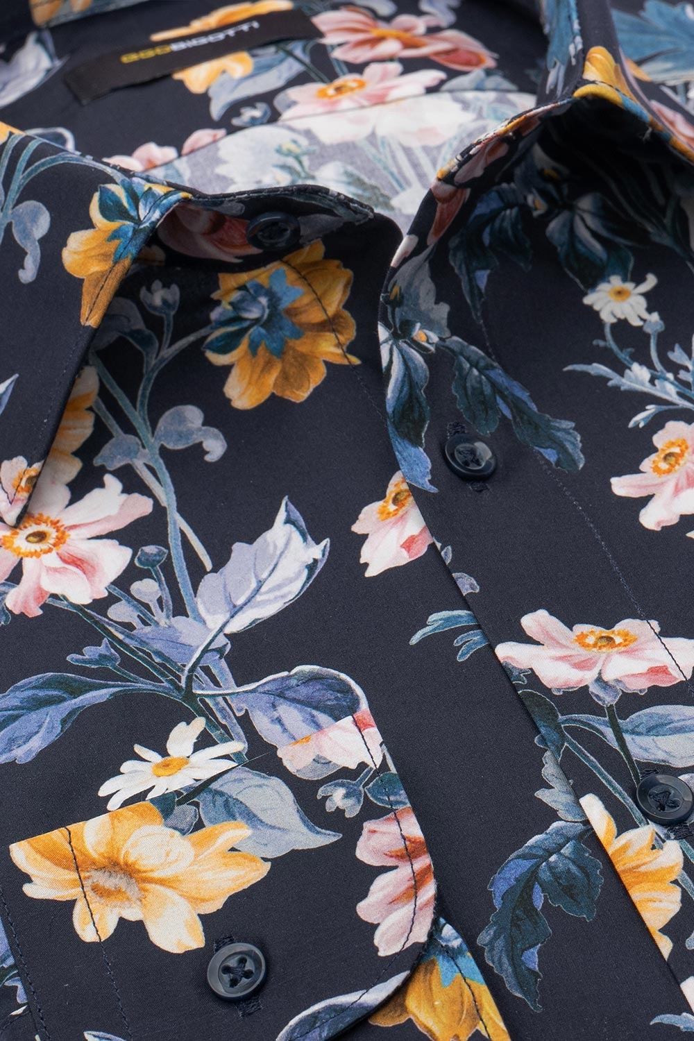 Shaped navy floral shirt 1