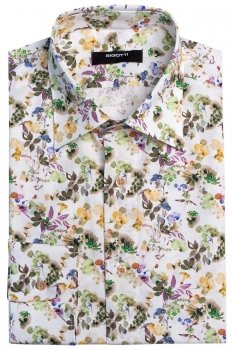 Slim body white floral shirt