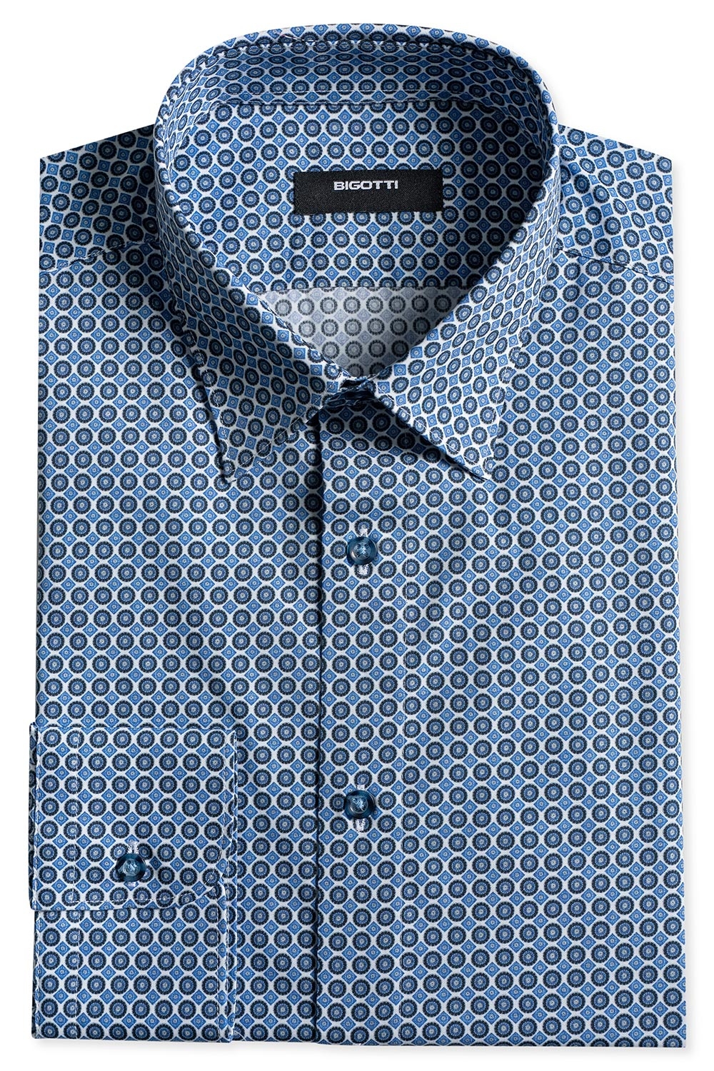Camasa slim alba print geometric 0