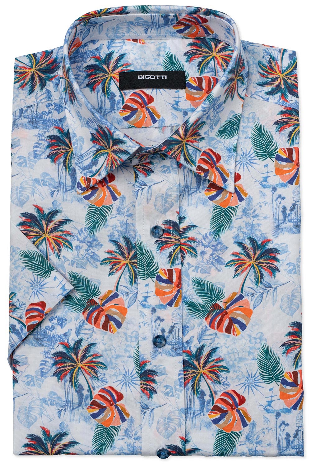Camasa shaped maneca scurta alba print geometric 0