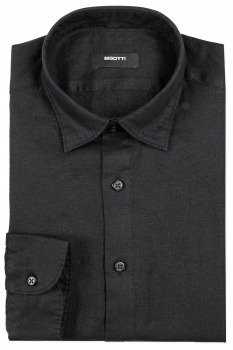 Camasa din in slim neagra uni
