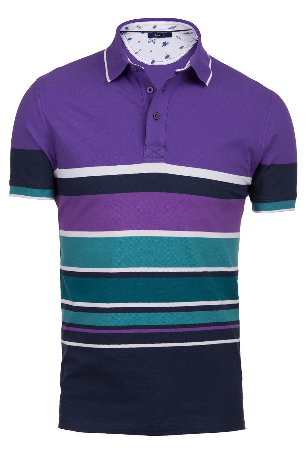 Tricou polo violet in dungi 1