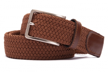 Curea maro textil elastic si piele naturala