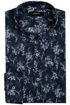 Camasa slim albastra print floral