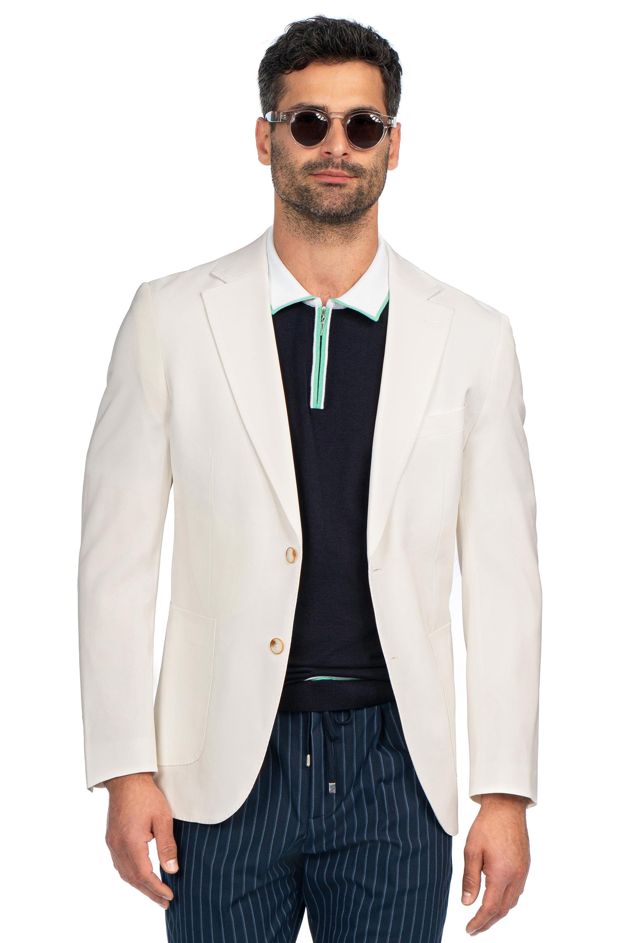 Slim body white plain blazer 0