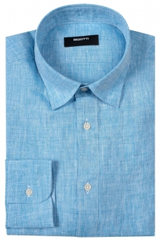 Camasa din in shaped bleu uni