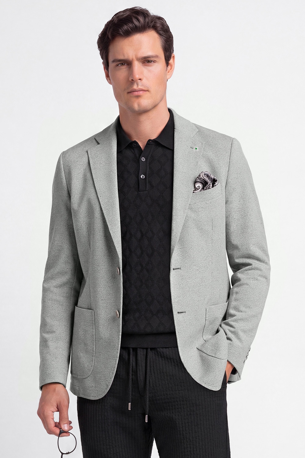 Slim body grey plain blazer 0