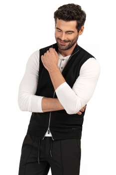 Slim body black plain waistcoat