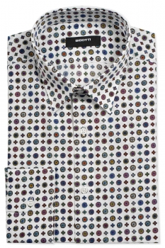 Slim body white geometric shirt