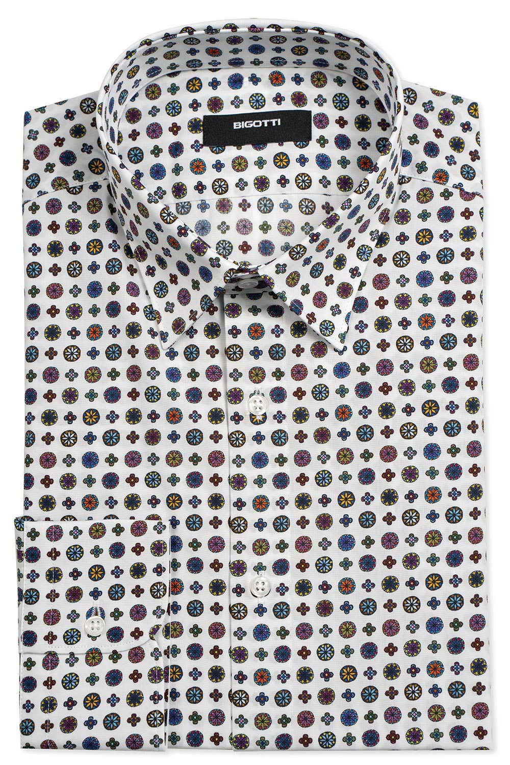 Slim body white geometric shirt 0