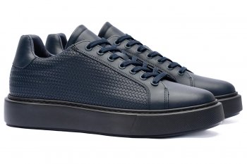 Navy genuine leather shoes
