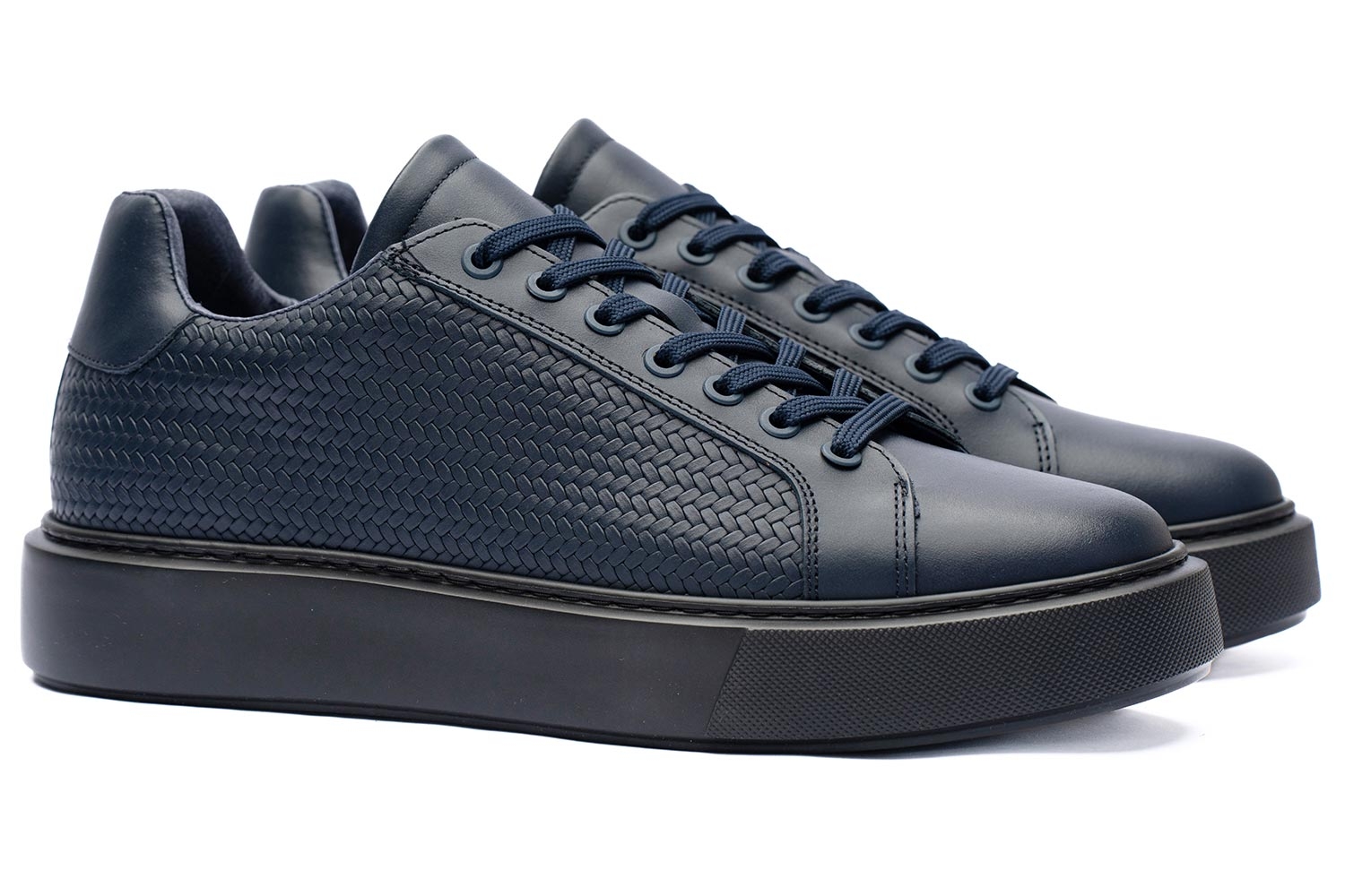 Navy genuine leather shoes 0