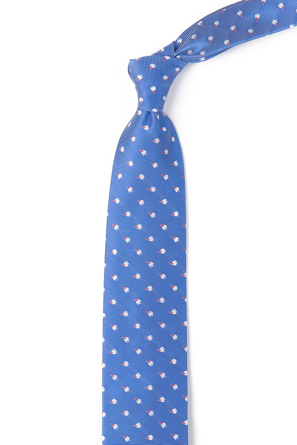 Cravata poliester albastra print floral 1