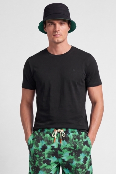 Tricou slim negru uni guler rotund