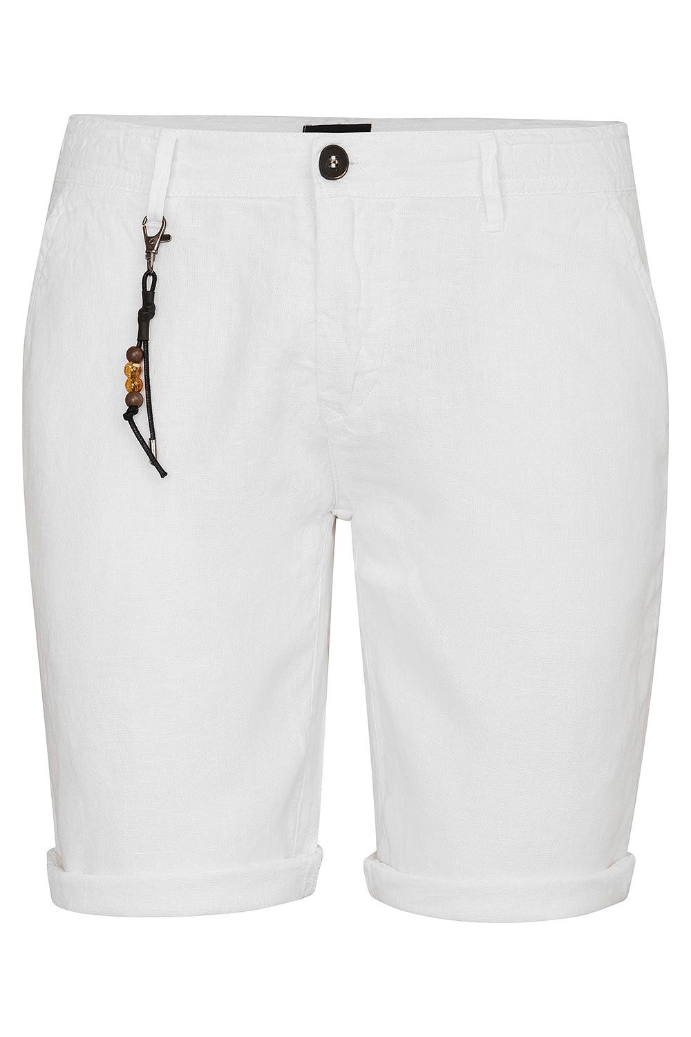 Pantaloni scurti slim din in albi uni 1