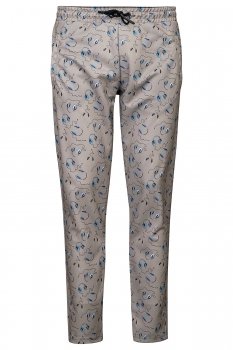 Pantaloni trening slim bej print geometric