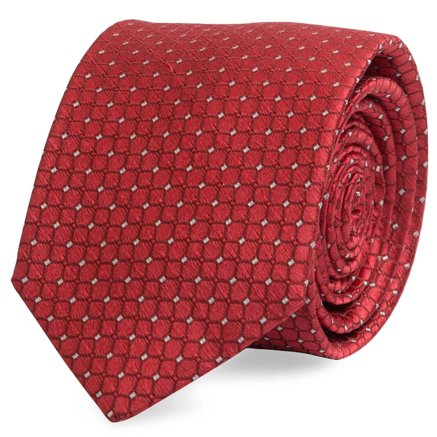 Cravata matase tesuta rosie print geometric 2