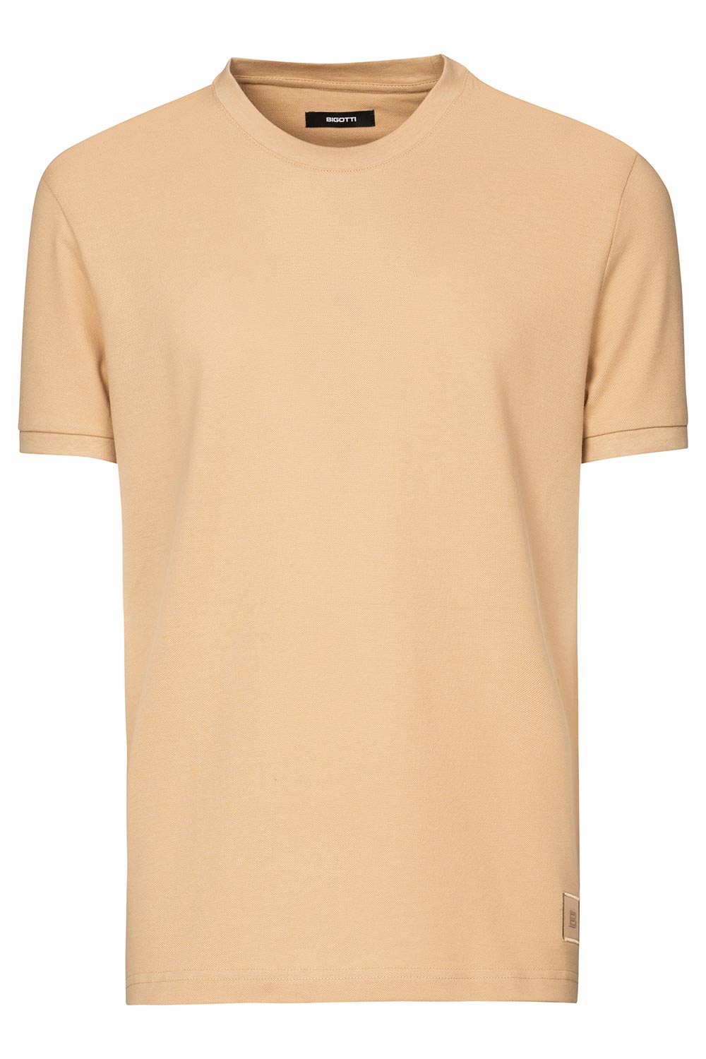 Tricou slim bej guler rotund 0