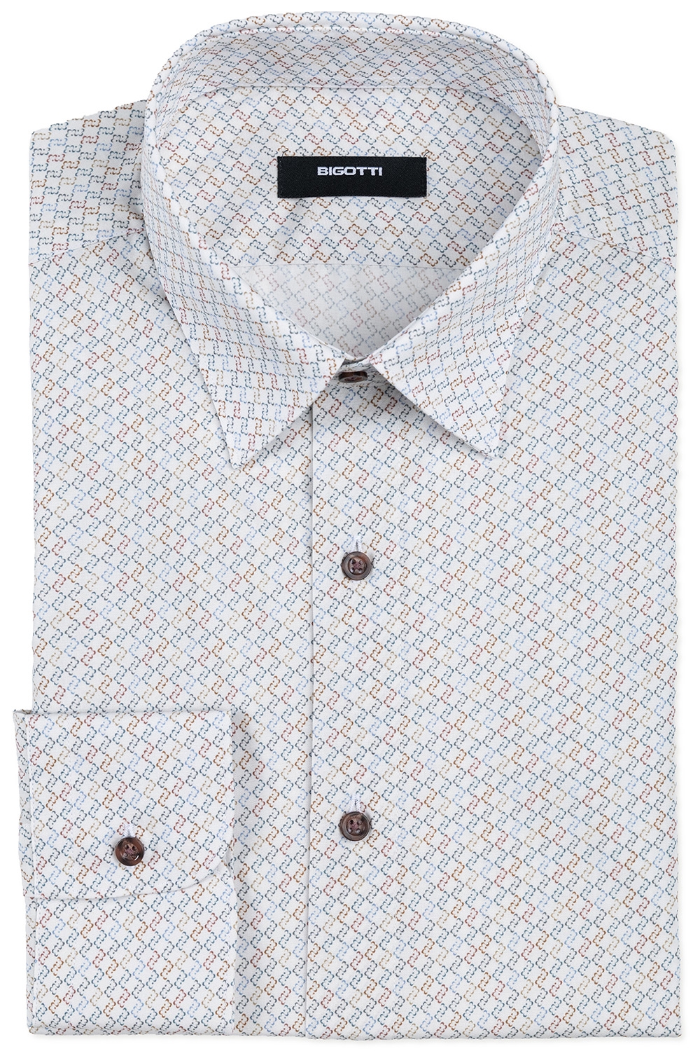 Camasa slim alba print geometric 0