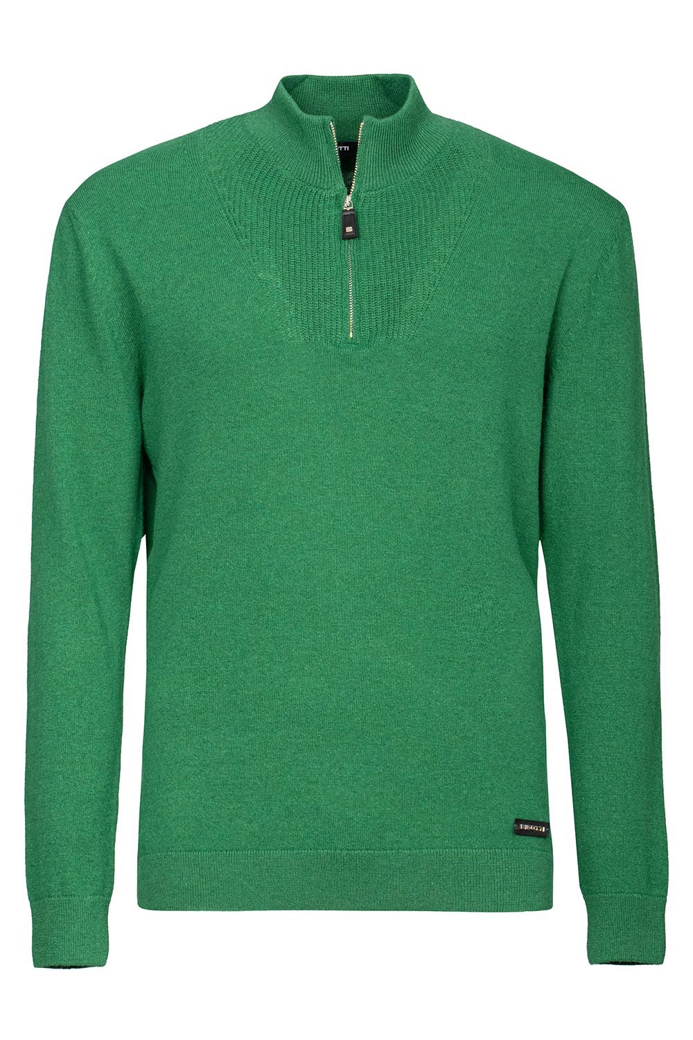 Pulover slim verde cu fermoar 0
