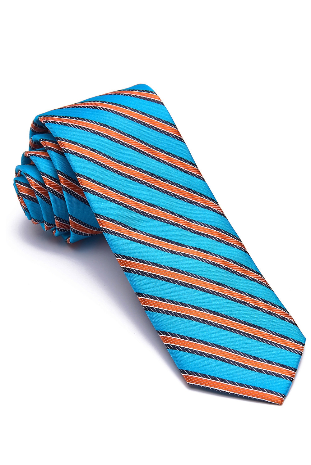 Cravata poliester albastra cu dungi 0