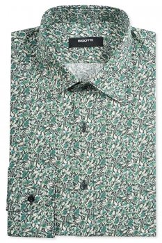 Slim body green floral shirt