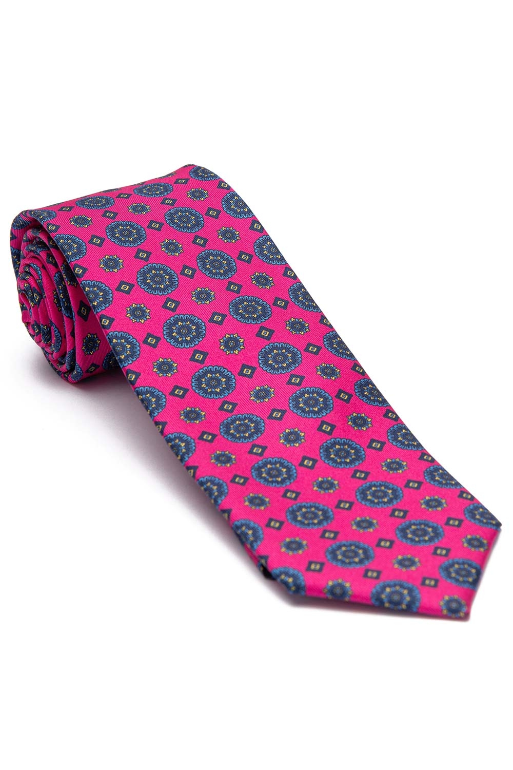 Cravata matase imprimata roz print geometric 0