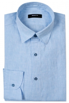 Camasa din in shaped bleu uni