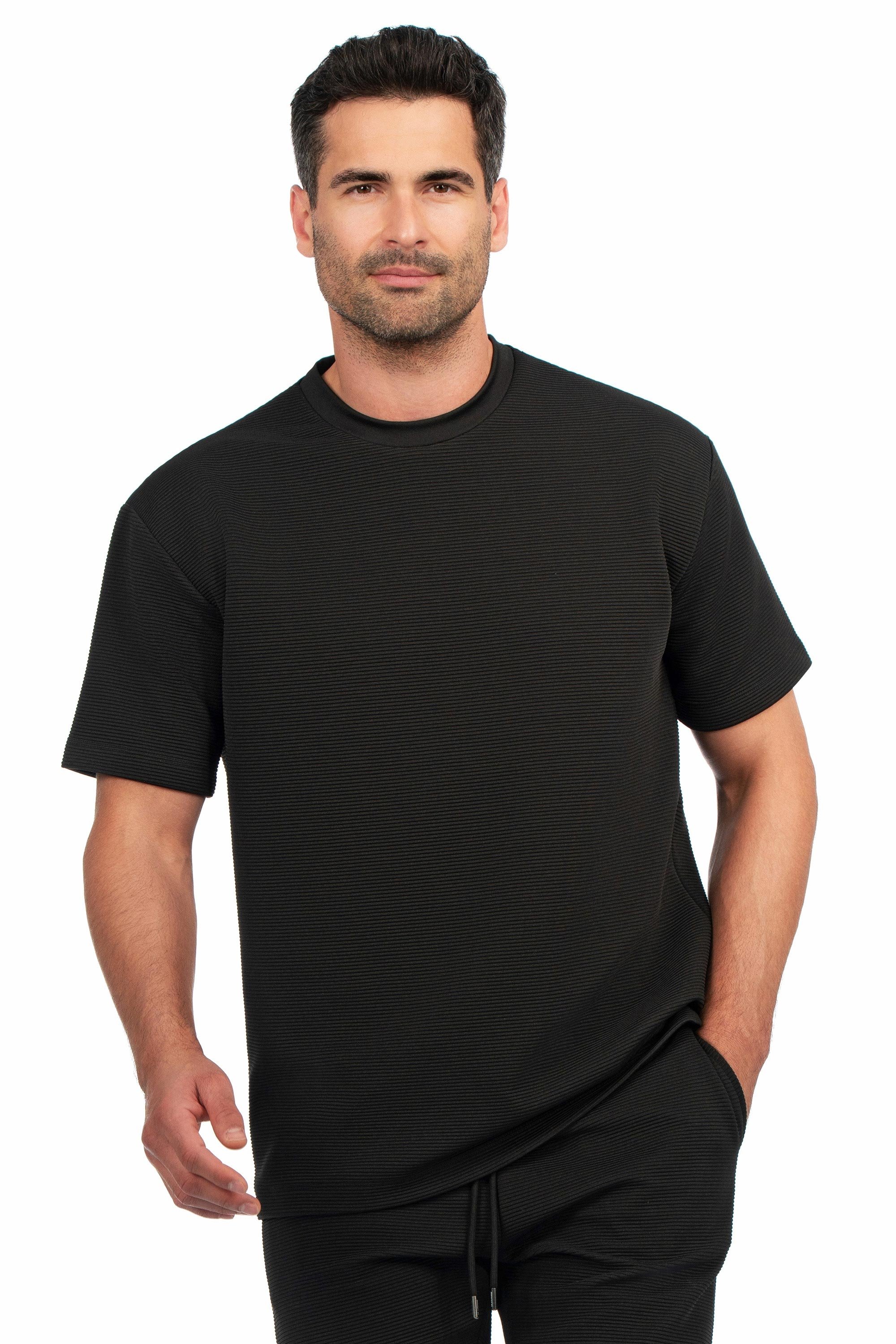 Tricou oversize negru guler rotund 0