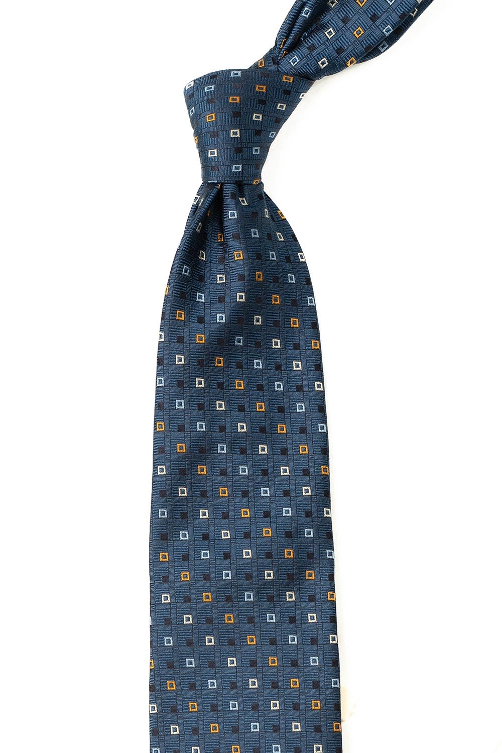 Cravata matase tesuta albastra print geometric 1