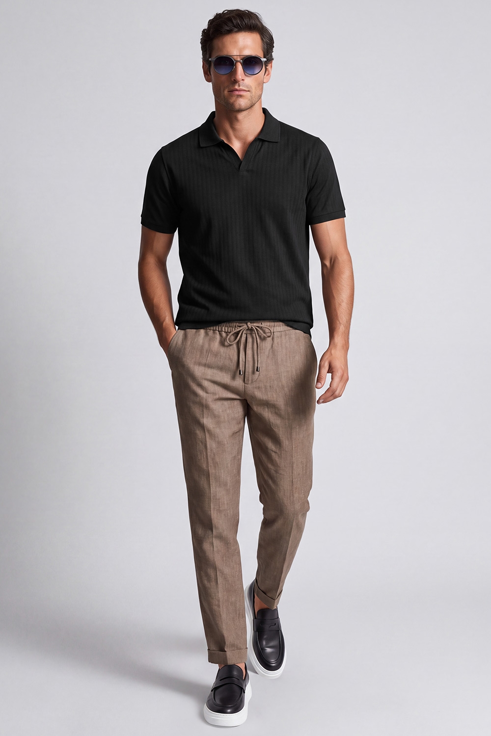 Tricou polo basic negru uni 4