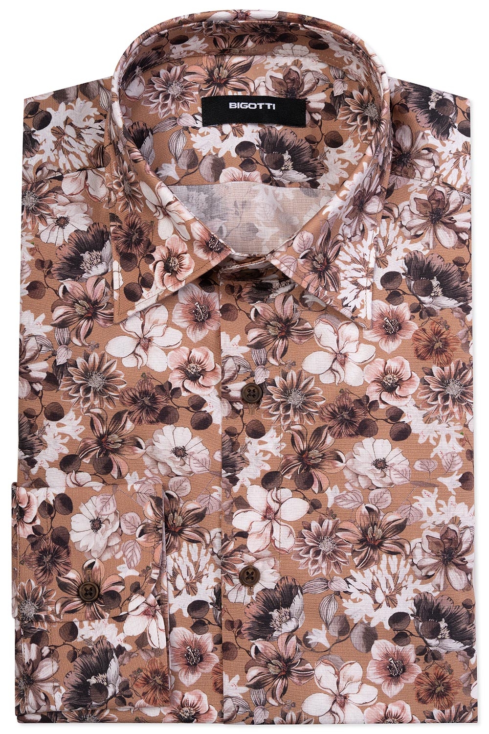 Camasa superslim maro print floral 0