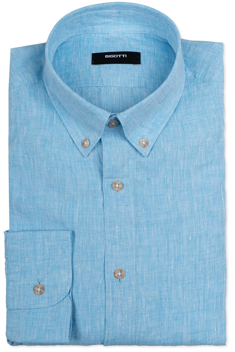 Camasa din in shaped bleu uni 0