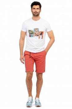 Pantaloni scurti slim coral uni