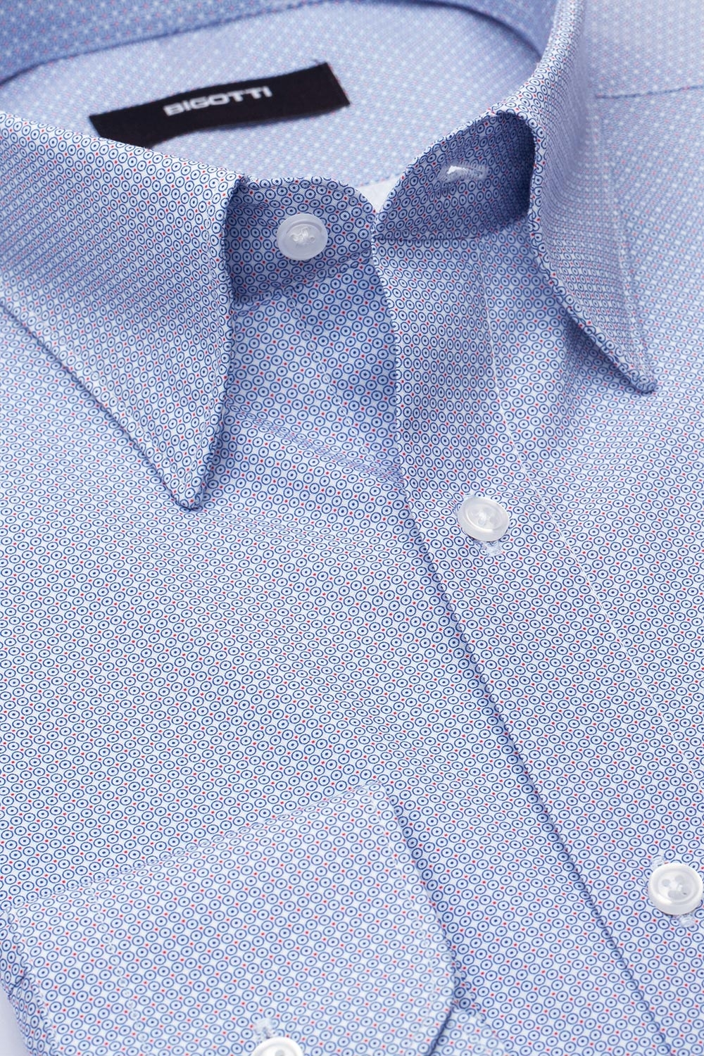 Camasa slim bleu print geometric 1