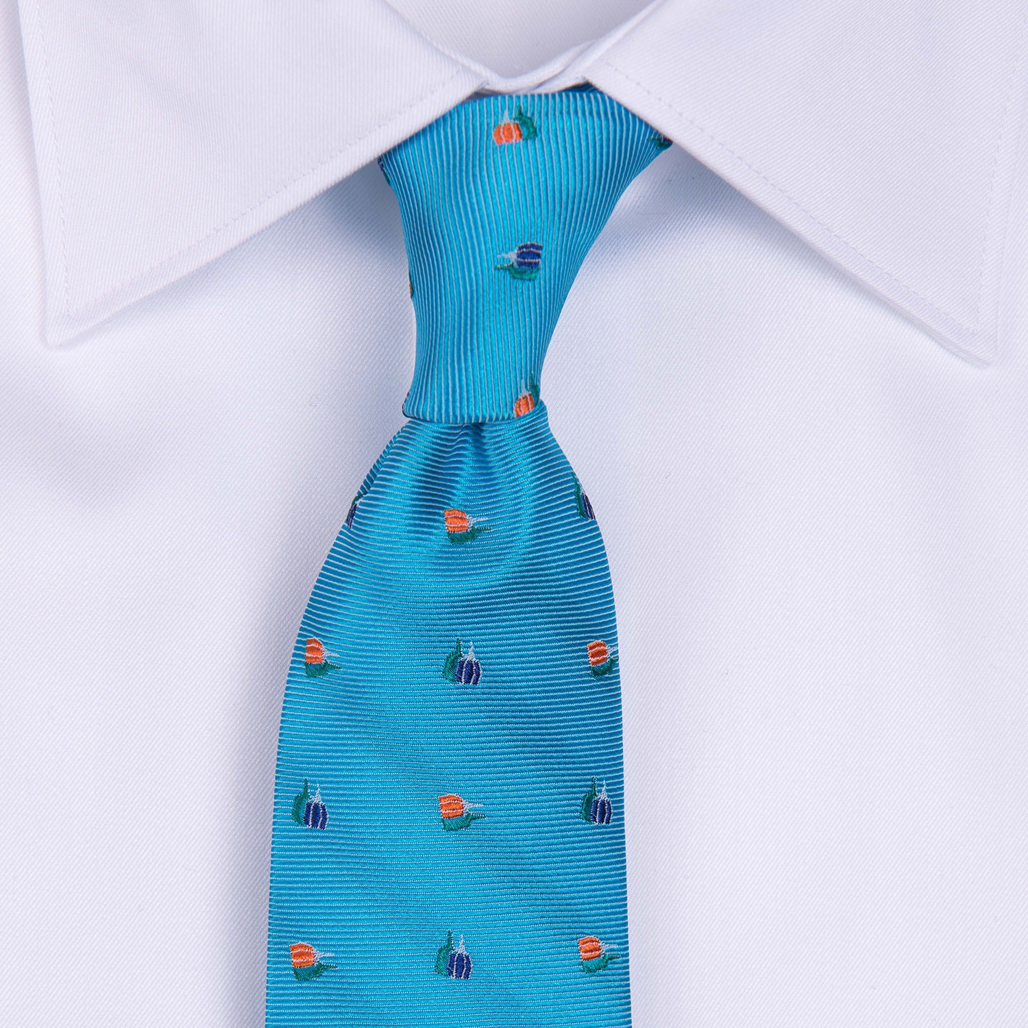 Cravata turcoaz print floral 0