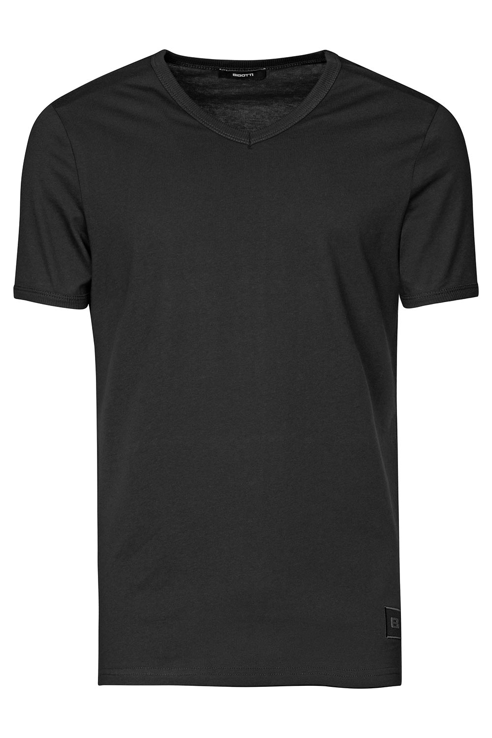 Tricou slim negru guler in v 0