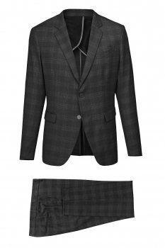 Costum slim gri in carouri